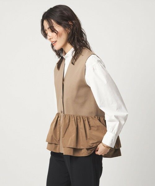 green label relaxing / グリーンレーベル リラクシング ベスト | フリル ドッキング ペプラム ニット ジレ ウォッシャブル | 詳細17