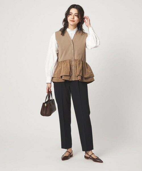 green label relaxing / グリーンレーベル リラクシング ベスト | フリル ドッキング ペプラム ニット ジレ ウォッシャブル | 詳細20