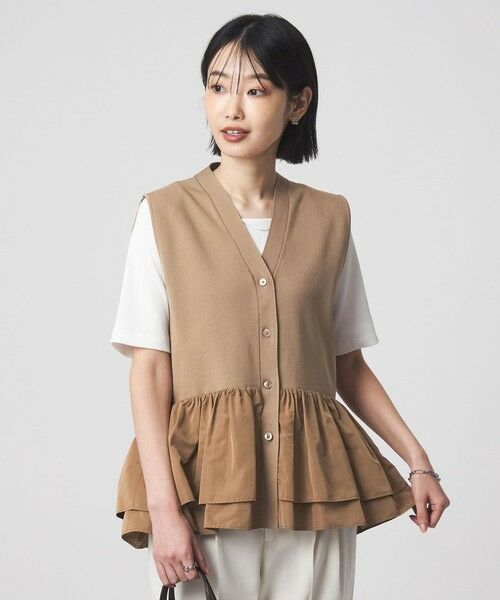 green label relaxing / グリーンレーベル リラクシング ベスト | フリル ドッキング ペプラム ニット ジレ ウォッシャブル | 詳細21