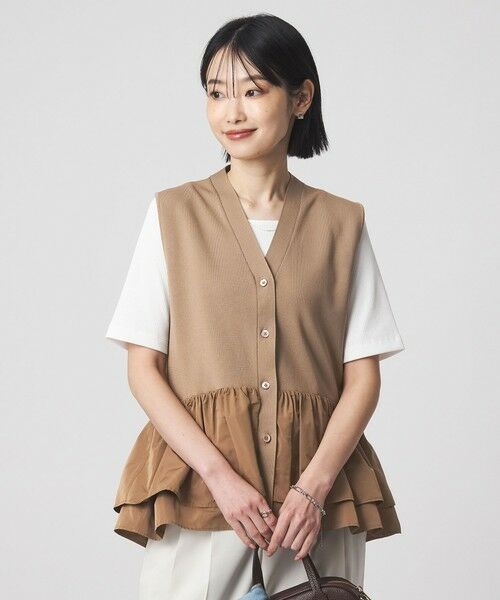 green label relaxing / グリーンレーベル リラクシング ベスト | フリル ドッキング ペプラム ニット ジレ ウォッシャブル | 詳細22