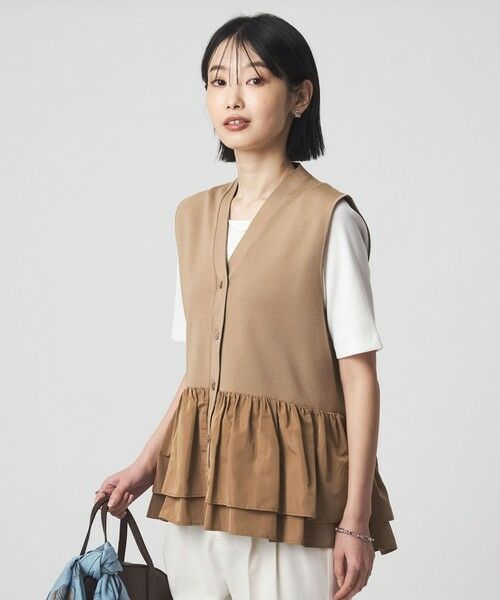 green label relaxing / グリーンレーベル リラクシング ベスト | フリル ドッキング ペプラム ニット ジレ ウォッシャブル | 詳細23