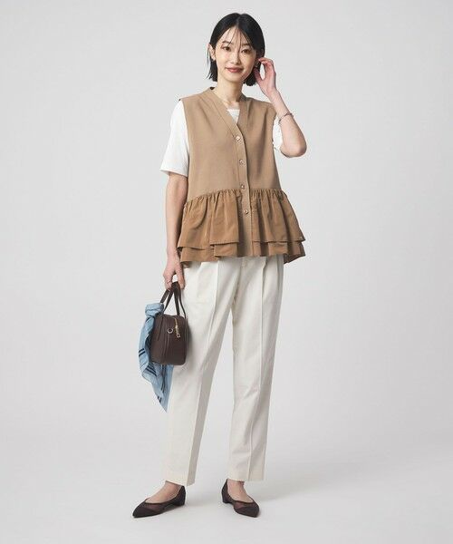 green label relaxing / グリーンレーベル リラクシング ベスト | フリル ドッキング ペプラム ニット ジレ ウォッシャブル | 詳細25