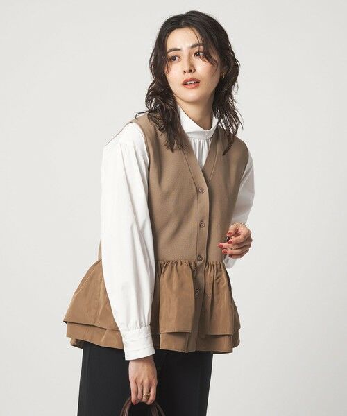 green label relaxing / グリーンレーベル リラクシング ベスト | フリル ドッキング ペプラム ニット ジレ ウォッシャブル | 詳細16