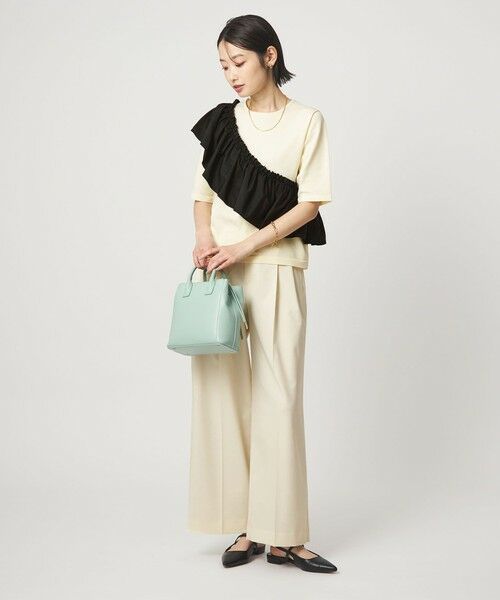 green label relaxing / グリーンレーベル リラクシング ニット・セーター | フリル ドッキング 5分袖 ニット プルオーバー ウォッシャブル | 詳細5