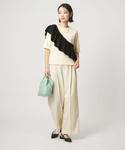 green label relaxing / グリーンレーベル リラクシング ニット・セーター | フリル ドッキング 5分袖 ニット プルオーバー ウォッシャブル | 詳細6