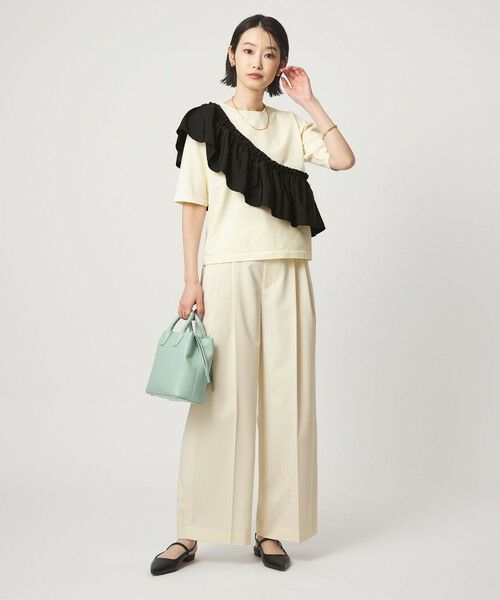 green label relaxing / グリーンレーベル リラクシング ニット・セーター | フリル ドッキング 5分袖 ニット プルオーバー ウォッシャブル | 詳細7