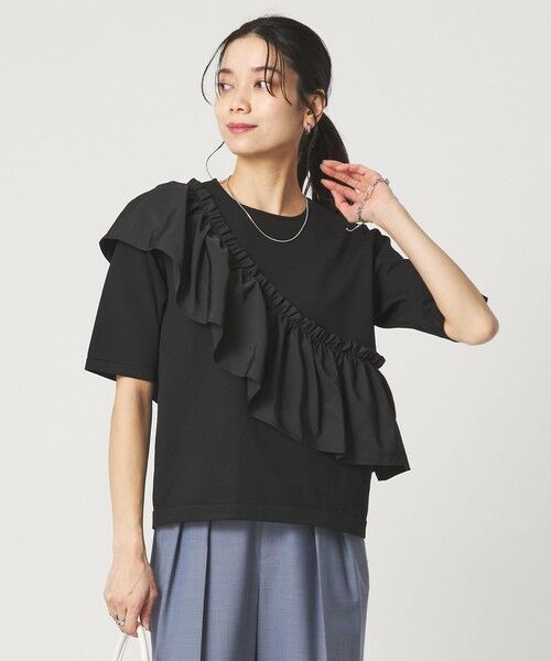 green label relaxing / グリーンレーベル リラクシング ニット・セーター | フリル ドッキング 5分袖 ニット プルオーバー ウォッシャブル | 詳細9