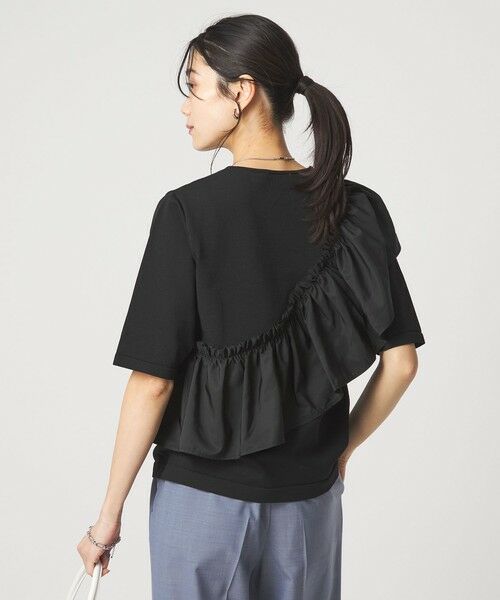 green label relaxing / グリーンレーベル リラクシング ニット・セーター | フリル ドッキング 5分袖 ニット プルオーバー ウォッシャブル | 詳細11