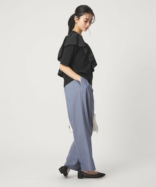 green label relaxing / グリーンレーベル リラクシング ニット・セーター | フリル ドッキング 5分袖 ニット プルオーバー ウォッシャブル | 詳細13