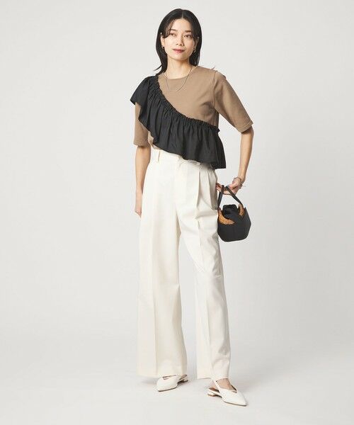 green label relaxing / グリーンレーベル リラクシング ニット・セーター | フリル ドッキング 5分袖 ニット プルオーバー ウォッシャブル | 詳細21