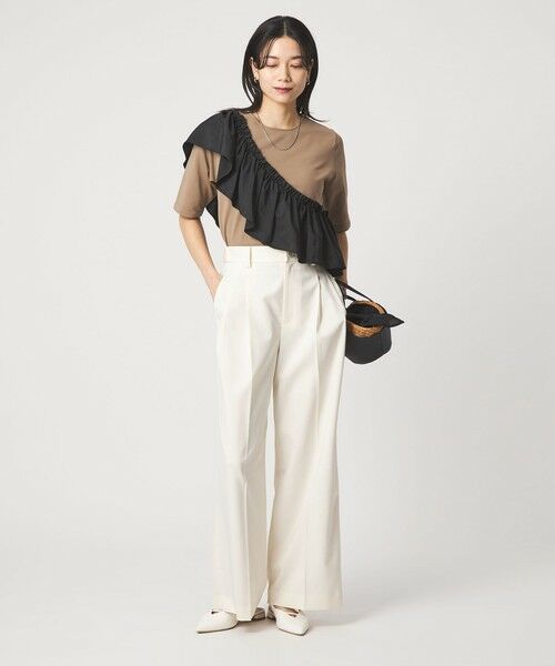 green label relaxing / グリーンレーベル リラクシング ニット・セーター | フリル ドッキング 5分袖 ニット プルオーバー ウォッシャブル | 詳細22