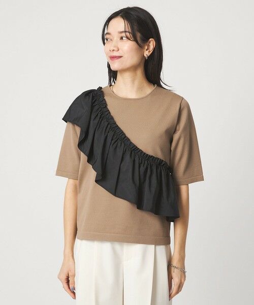 green label relaxing / グリーンレーベル リラクシング ニット・セーター | フリル ドッキング 5分袖 ニット プルオーバー ウォッシャブル | 詳細23