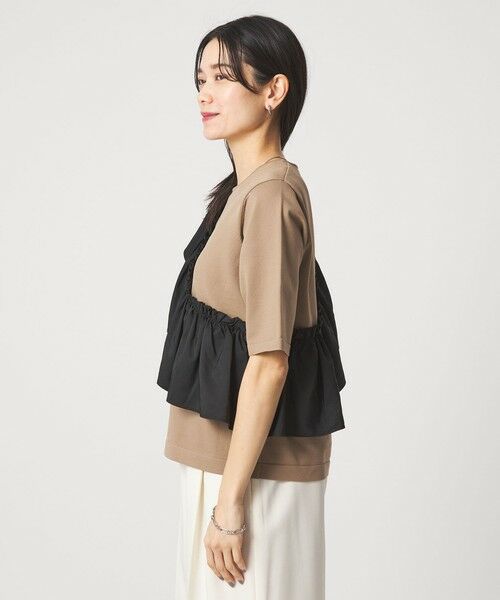 green label relaxing / グリーンレーベル リラクシング ニット・セーター | フリル ドッキング 5分袖 ニット プルオーバー ウォッシャブル | 詳細24