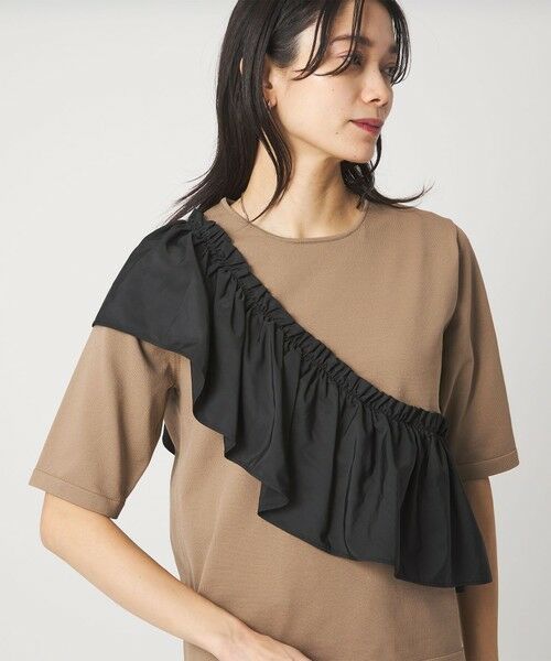 green label relaxing / グリーンレーベル リラクシング ニット・セーター | フリル ドッキング 5分袖 ニット プルオーバー ウォッシャブル | 詳細29