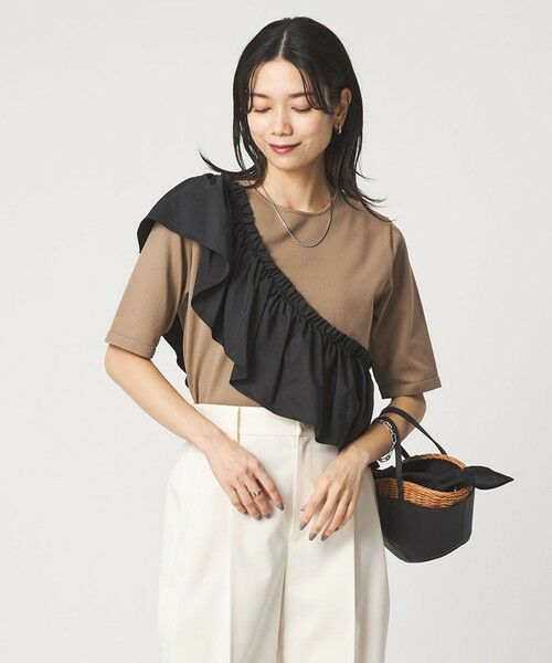 green label relaxing / グリーンレーベル リラクシング ニット・セーター | フリル ドッキング 5分袖 ニット プルオーバー ウォッシャブル | 詳細16