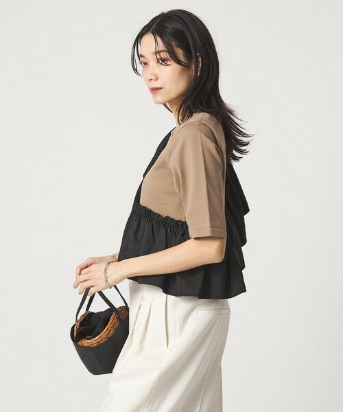 green label relaxing / グリーンレーベル リラクシング ニット・セーター | フリル ドッキング 5分袖 ニット プルオーバー ウォッシャブル | 詳細17