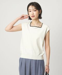 green label relaxing / グリーンレーベル リラクシング ニット・セーター | HIYOKE スクエアネック フレンチスリーブ ニット