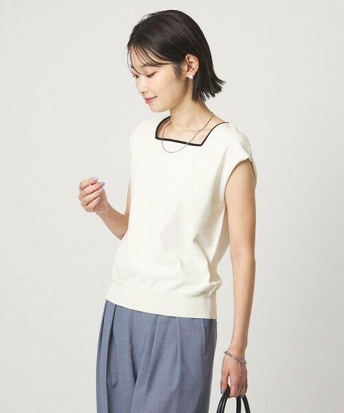 green label relaxing / グリーンレーベル リラクシング ニット・セーター | HIYOKE スクエアネック フレンチスリーブ ニット | 詳細2