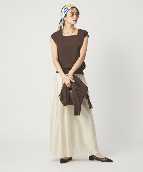 green label relaxing / グリーンレーベル リラクシング ニット・セーター | HIYOKE スクエアネック フレンチスリーブ ニット | 詳細13