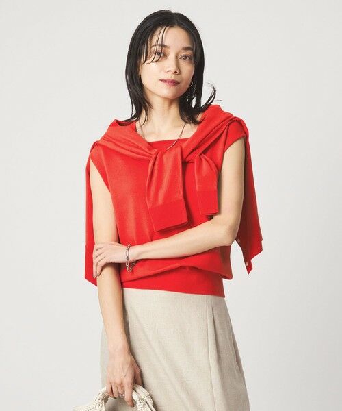 green label relaxing / グリーンレーベル リラクシング ニット・セーター | HIYOKE スクエアネック フレンチスリーブ ニット | 詳細15