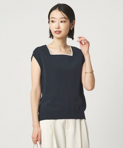 green label relaxing / グリーンレーベル リラクシング ニット・セーター | HIYOKE スクエアネック フレンチスリーブ ニット | 詳細20