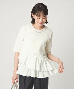 green label relaxing / グリーンレーベル リラクシング ニット・セーター | ドッキング ペプラム ショートスリーブ ニット プルオーバー ウォッシャブル