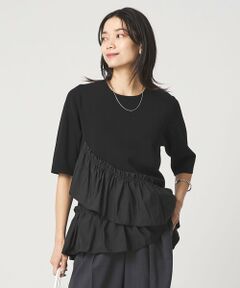 green label relaxing / グリーンレーベル リラクシング ニット・セーター | ドッキング ペプラム ショートスリーブ ニット プルオーバー ウォッシャブル