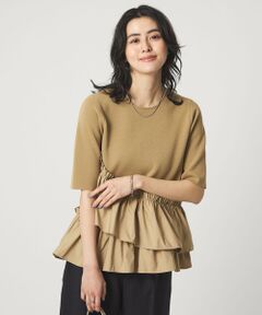 green label relaxing / グリーンレーベル リラクシング ニット・セーター | ドッキング ペプラム ショートスリーブ ニット プルオーバー ウォッシャブル