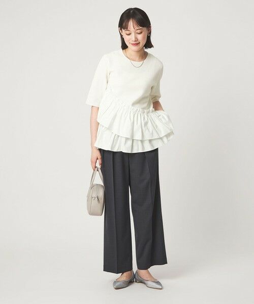 green label relaxing / グリーンレーベル リラクシング ニット・セーター | ドッキング ペプラム ショートスリーブ ニット プルオーバー ウォッシャブル | 詳細5