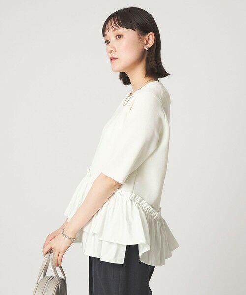 green label relaxing / グリーンレーベル リラクシング ニット・セーター | ドッキング ペプラム ショートスリーブ ニット プルオーバー ウォッシャブル | 詳細4