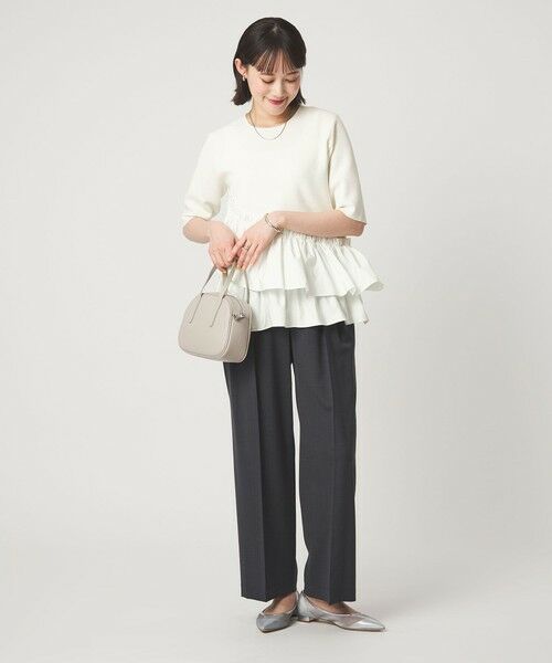 green label relaxing / グリーンレーベル リラクシング ニット・セーター | ドッキング ペプラム ショートスリーブ ニット プルオーバー ウォッシャブル | 詳細6