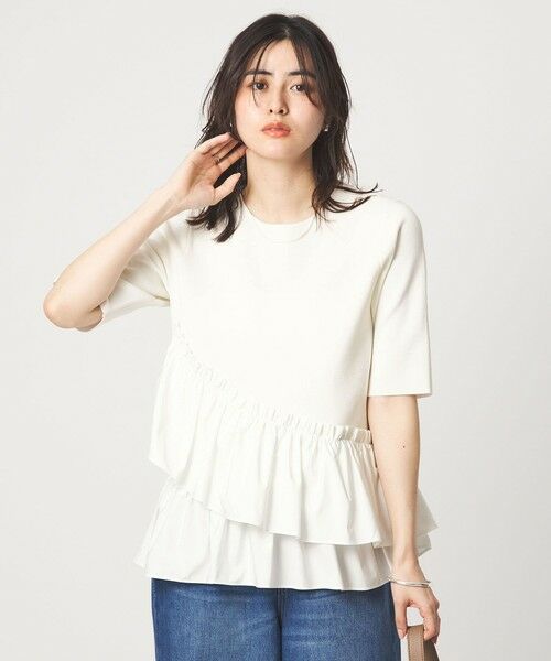 green label relaxing / グリーンレーベル リラクシング ニット・セーター | ドッキング ペプラム ショートスリーブ ニット プルオーバー ウォッシャブル | 詳細7