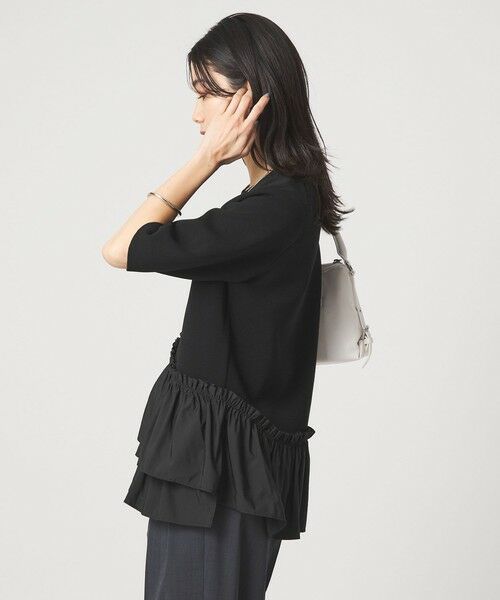 green label relaxing / グリーンレーベル リラクシング ニット・セーター | ドッキング ペプラム ショートスリーブ ニット プルオーバー ウォッシャブル | 詳細9