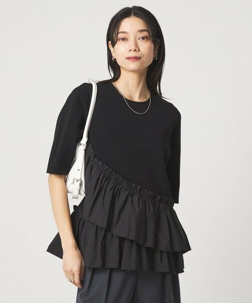 green label relaxing / グリーンレーベル リラクシング ニット・セーター | ドッキング ペプラム ショートスリーブ ニット プルオーバー ウォッシャブル | 詳細8