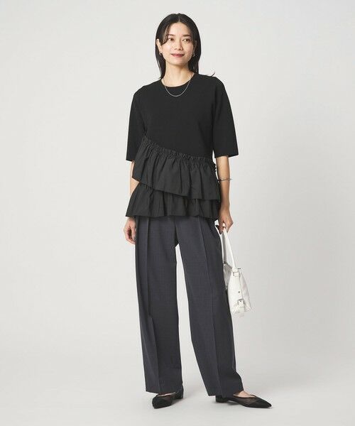 green label relaxing / グリーンレーベル リラクシング ニット・セーター | ドッキング ペプラム ショートスリーブ ニット プルオーバー ウォッシャブル | 詳細11