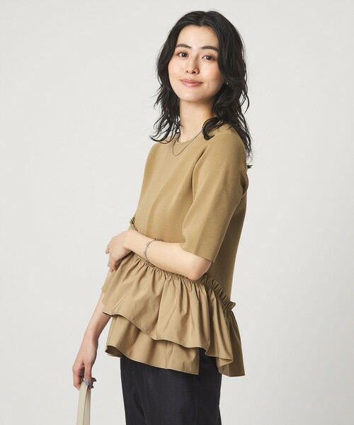 green label relaxing / グリーンレーベル リラクシング ニット・セーター | ドッキング ペプラム ショートスリーブ ニット プルオーバー ウォッシャブル | 詳細13