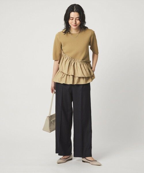 green label relaxing / グリーンレーベル リラクシング ニット・セーター | ドッキング ペプラム ショートスリーブ ニット プルオーバー ウォッシャブル | 詳細15