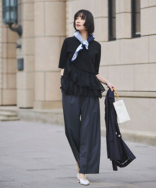 green label relaxing / グリーンレーベル リラクシング ニット・セーター | ドッキング ペプラム ショートスリーブ ニット プルオーバー ウォッシャブル | 詳細21