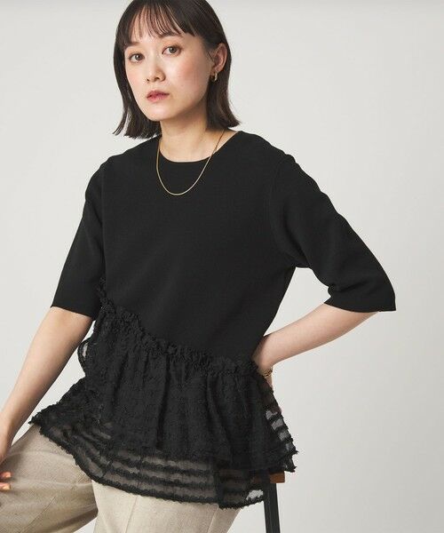 green label relaxing / グリーンレーベル リラクシング ニット・セーター | ドッキング ペプラム ショートスリーブ ニット プルオーバー ウォッシャブル | 詳細23