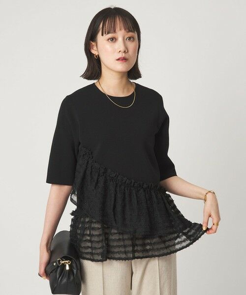 green label relaxing / グリーンレーベル リラクシング ニット・セーター | ドッキング ペプラム ショートスリーブ ニット プルオーバー ウォッシャブル | 詳細25