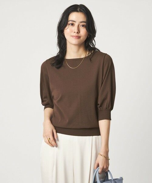 green label relaxing / グリーンレーベル リラクシング ニット・セーター | HIYOKE フォルム スリーブ プルオーバー ニット（DK.BROWN）