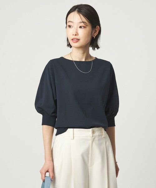 green label relaxing / グリーンレーベル リラクシング ニット・セーター | HIYOKE フォルム スリーブ プルオーバー ニット（NAVY）