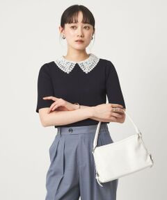 green label relaxing / グリーンレーベル リラクシング ニット・セーター | リブ エリレース 2WAY 5分袖 ニット プルオーバー