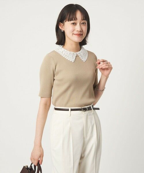 green label relaxing / グリーンレーベル リラクシング ニット・セーター | リブ エリレース 2WAY 5分袖 ニット プルオーバー | 詳細5