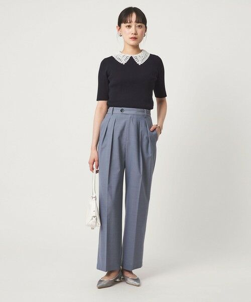 green label relaxing / グリーンレーベル リラクシング ニット・セーター | リブ エリレース 2WAY 5分袖 ニット プルオーバー | 詳細14