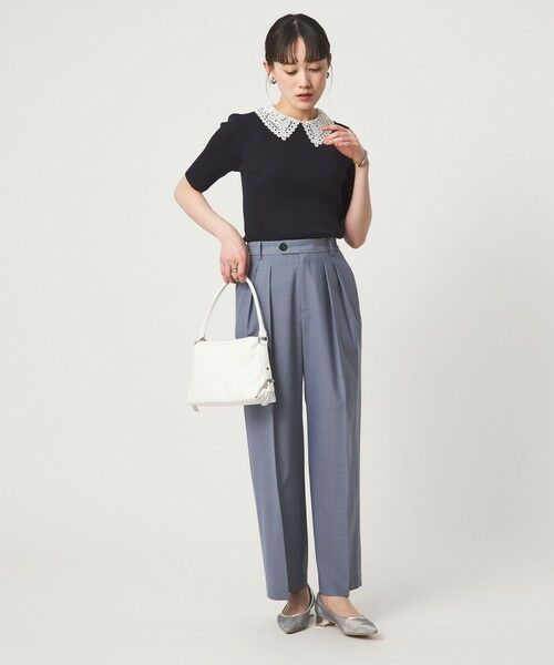 green label relaxing / グリーンレーベル リラクシング ニット・セーター | リブ エリレース 2WAY 5分袖 ニット プルオーバー | 詳細15