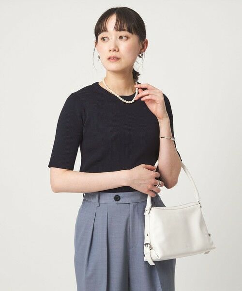 green label relaxing / グリーンレーベル リラクシング ニット・セーター | リブ エリレース 2WAY 5分袖 ニット プルオーバー | 詳細16