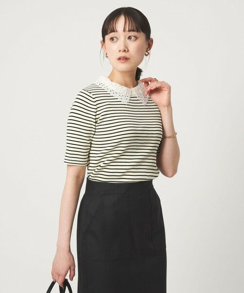 green label relaxing / グリーンレーベル リラクシング ニット・セーター | リブ エリレース 2WAY 5分袖 ニット プルオーバー | 詳細27