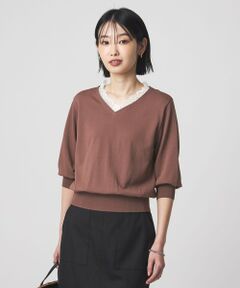 green label relaxing / グリーンレーベル リラクシング ニット・セーター | レース Vネック プルオーバー ニット