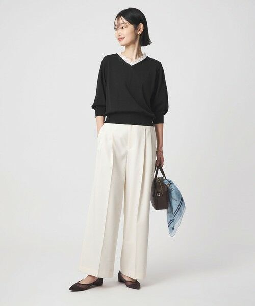 green label relaxing / グリーンレーベル リラクシング ニット・セーター | レース Vネック プルオーバー ニット | 詳細2